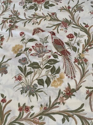 Pottery Barn Jerri TWIN Duvet/ Sham Bird  Pheasant Linen Floral Red Green Cream-image