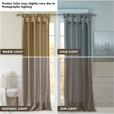 Madison Park Emilia 50 x 95 Lined Faux-Silk Twisted Tab Window Panel-image