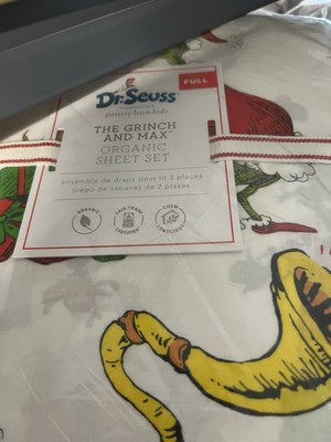 Pottery Barn kids The Grinch and Max Organic Christmas sheet set full New-image