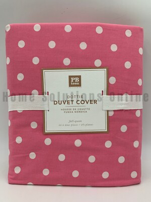 Pottery Barn Teen Dottie Polka Dot Percale Duvet Cover Pink Full Queen #7970-image