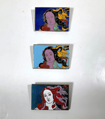 Vintage ACME Studio ANDY WARHOL “Venus” 3 pc. Cloisonne Enamel Brooch Set-image