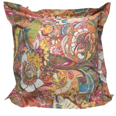 POTTERY BARN Colorful Floral Print (1) Euro Sham 100% ORGANIC Cotton-image