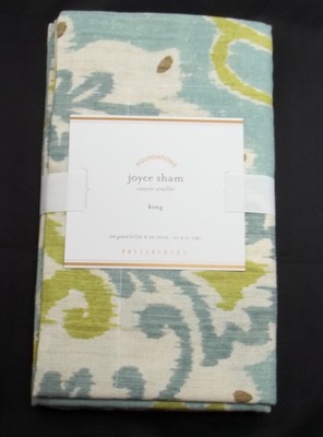 Pottery Barn Joyce Sham King Blue Green #131B-image