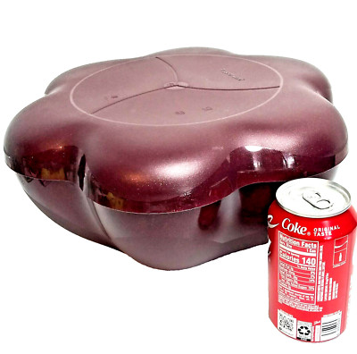 Tupperware XL Flower Shape Chip Salad Dip Bowl & Divided Top Lid Cover Maroon -image