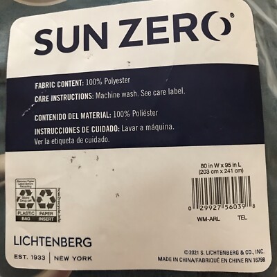 Sun Zero Lichtenberg Grommet Top 80”x 95”-Two Curtain Panels 40x95 Each In Teal-image