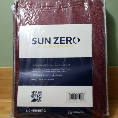 Sun Zero Lightenberg Blackout Curtain 42” X 64” Burgandy  *One Panel*-image