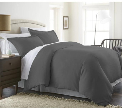 Ienjoy Home Premium Duvet Cover Set Queen Gray Ultra Soft with Pillow Sham BED34-image