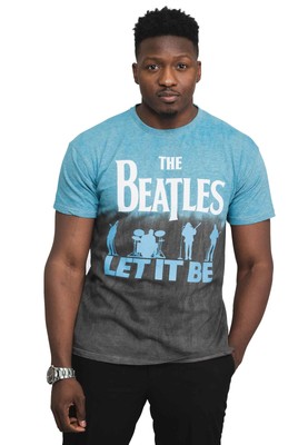 The Beatles T Shirt Let It Be Split Logo new Official Dip Dye on Blue Unisex-image
