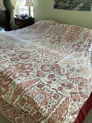 Pottery Barn Cora  Kalamkari Floral Medallion Queen / Full Duvet Cover Rust Gold-image