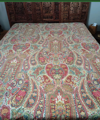 Pottery Barn Rosalie Duvet Cover Red King 3 Euro Shams Floral Paisley 4pc Rare-image