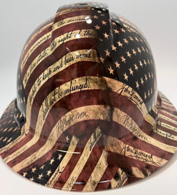 New Full Brim Vented Hard Hat Custom Hydro Dipped Large 2ND AMENDMENT FLAG-image