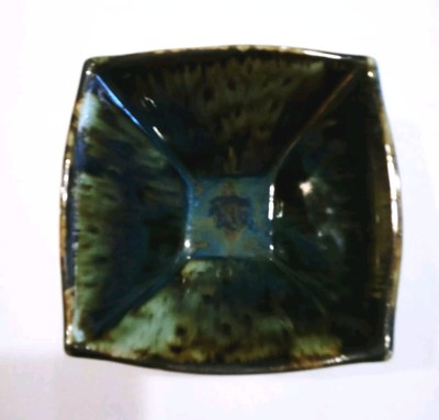 Studio Art Potter Edgecomb Potters Maine Drip Glaze Square Bowl-image