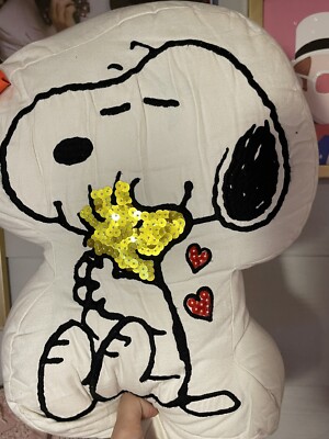 Pottery Barn Teen Peanuts Snoopy Woodstock Pillow 10.5x 12.5