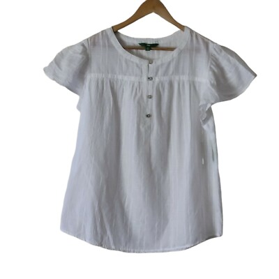 Womens Blouse White Size XL 1/2 Button Up  Flutter-Sleeve-image