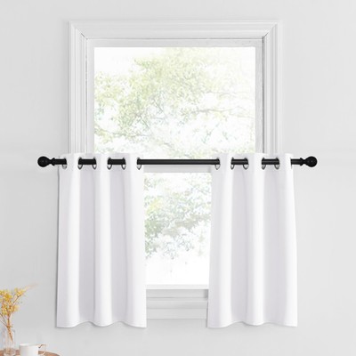 Kitchen Curtains 30 Inch Length Heat Blocking Blackout Thermal Insulated Grom...-image