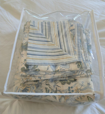 Pottery Barn Green Blue Yellow Full/Queen Reversible Duvet Cover w/2 Euro Shams-image