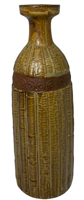 Studio Art Pottery Tan Brown Bottle Shaped Bud Vase-image