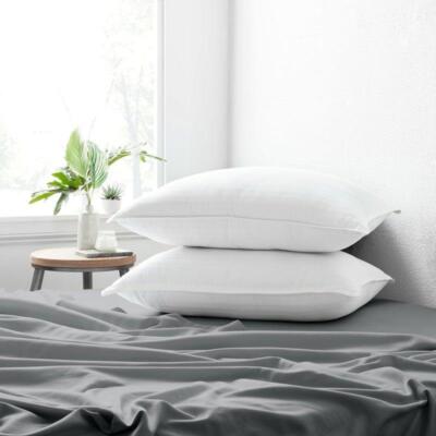 ienjoy Home White Plush Down Alternative Gel Fiber 2-Pc 100% Cotton Cover Pillow-image