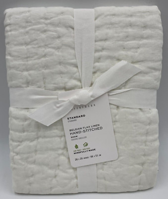 Pottery Barn Belgian Flax Linen Hand Stitched Sham Classic Ivory Standard #H51-image