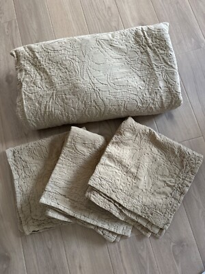 Pottery Barn Beige Textured King Duvet & 3 Euro Pillow Sham Set-image