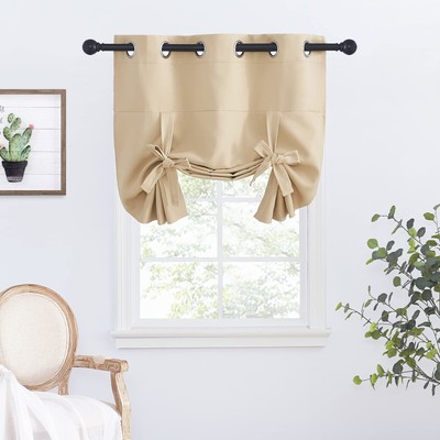 Blackout Curtain Shade for Basement - Roman Tie Up Window Valance Balloon Bli...-image