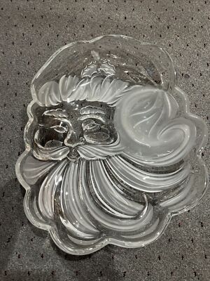 Large Gorham Santa Chip Dip Germany Crystal Christmas Holiday 14-1/2” Plate Tray-image