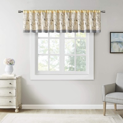 Serene Embroidery Room-Darkening Valance Window Treatment Rod Pocket/Back Tab...-image