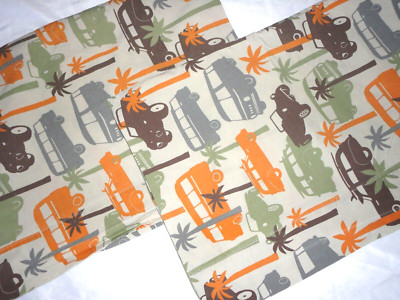 POTTERY BARN PB TEEN WOODY PALM TREES TROPICAL (2) STANDARD PILLOWCASES 20X28-image
