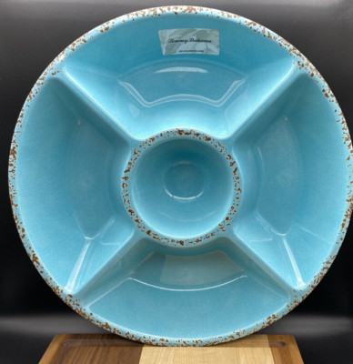 TOMMY BAHAMA MELAMINE Rustic Crackle Turquoise Large 15
