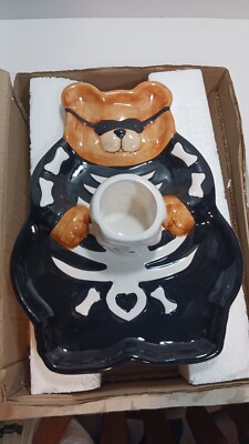 Halloween Skeleton Bear Large Chip and Dip Bowl Serving Platter Party-image