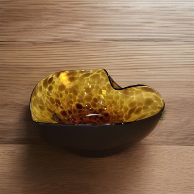 Murano Dish Bowl Italian Studio Glass Tortoise Heart Shaped 8