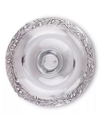  Arthur Court Sand-Cast Olive Pattern Aluminum Large Chip and Dip Tray-image