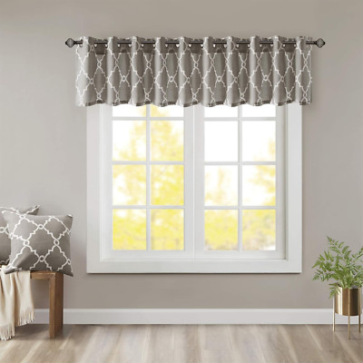 Saratoga Light Filtering Fretwork Print Grommet Top Window Valance Swags for Liv-image