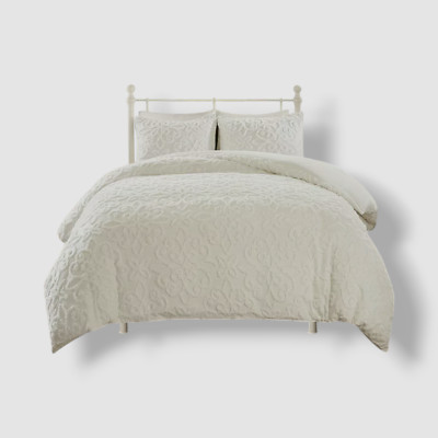 Madison Park White Sabrina Tufted 3-Pc. Duvet Cover Set, Full/Queen-image