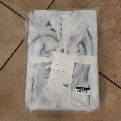 NEW Pottery Barn Stinson Wave TWIN Duvet Blue Nautical Coastal-image