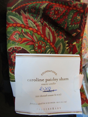 1 Pottery Barn Caroline Paisley euro sham  New w tag-image