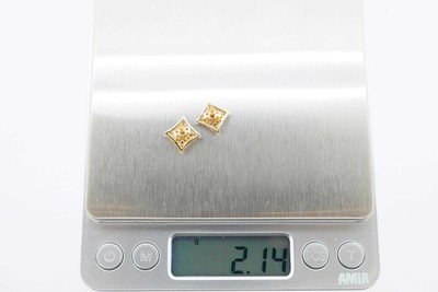 14K Yellow Gold Square Studs  #25626-image