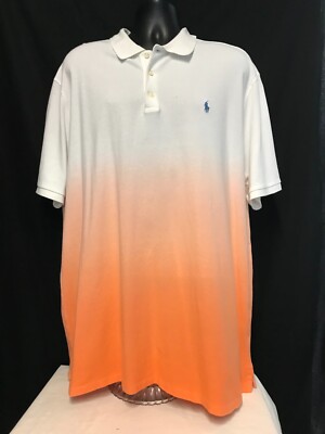 POLO Ralph Lauren Ombre Key West Orange Pony Collared Shirt Mens XXL Dip Dye-image