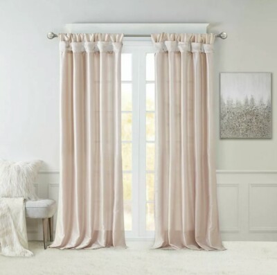 Madison Park Polyester Twist Tab Lined Window Curtain With Blush One Panel-image