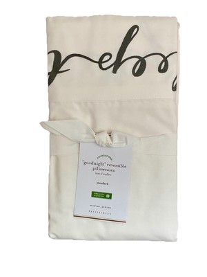 POTTERY BARN “Goodnight” Reversible Pillowcases, SET OF 2 ~ Standard Cotton NEW-image