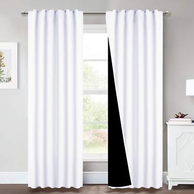 Full Shading Curtains, Super Heavy-duty Black Lined Blackout Drapes with Rod ...-image