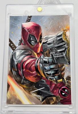 🔥 2025 Sketch Munchies DeaDPooL 1/1 One of One Hand Drawn Sketch 🔥-image