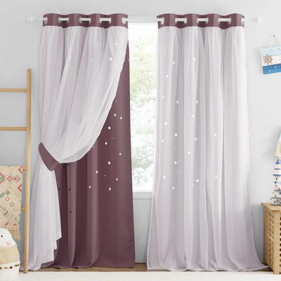 Kids Curtains Thermal Insulated Blackout Curtains for Bedroom Double Layer Gr...-image