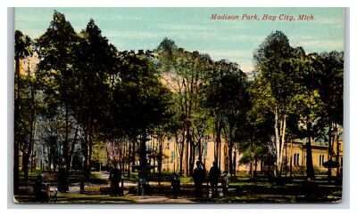 BAY CITY MI 1906c View of Scene in Birney Madison Park VINTAGE MICHIGAN-image