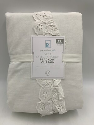 Pottery Barn Kids Eyelet Appliqué Blackout Curtain White 44