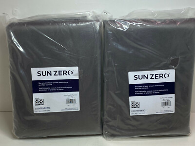 Sun Zero Lichtenberg Oslo Theater Grade 100% Blackout Curtain Panels Gray 52x63