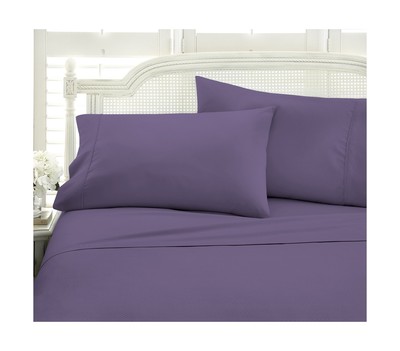 ienjoy Home Embossed 4 Piece Sheet Set, Queen, Chevron Purple Queen - Embossed-image