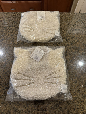 Pottery Barn Cozy Teddy Faux Fur Cat Stocking, Ivory - (1) - NEW-image