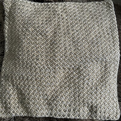 Pottery Barn Jute Basketweave Pillow Cover  Silver Metallic  18 X 18-image