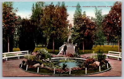 Postcard Fountain Madison Park Seattle Washington *A1875-image